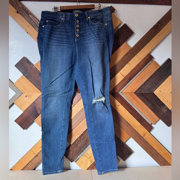torrid Denim - Torrid Bombshell Skinny Blue Jeans with Distressed Detail